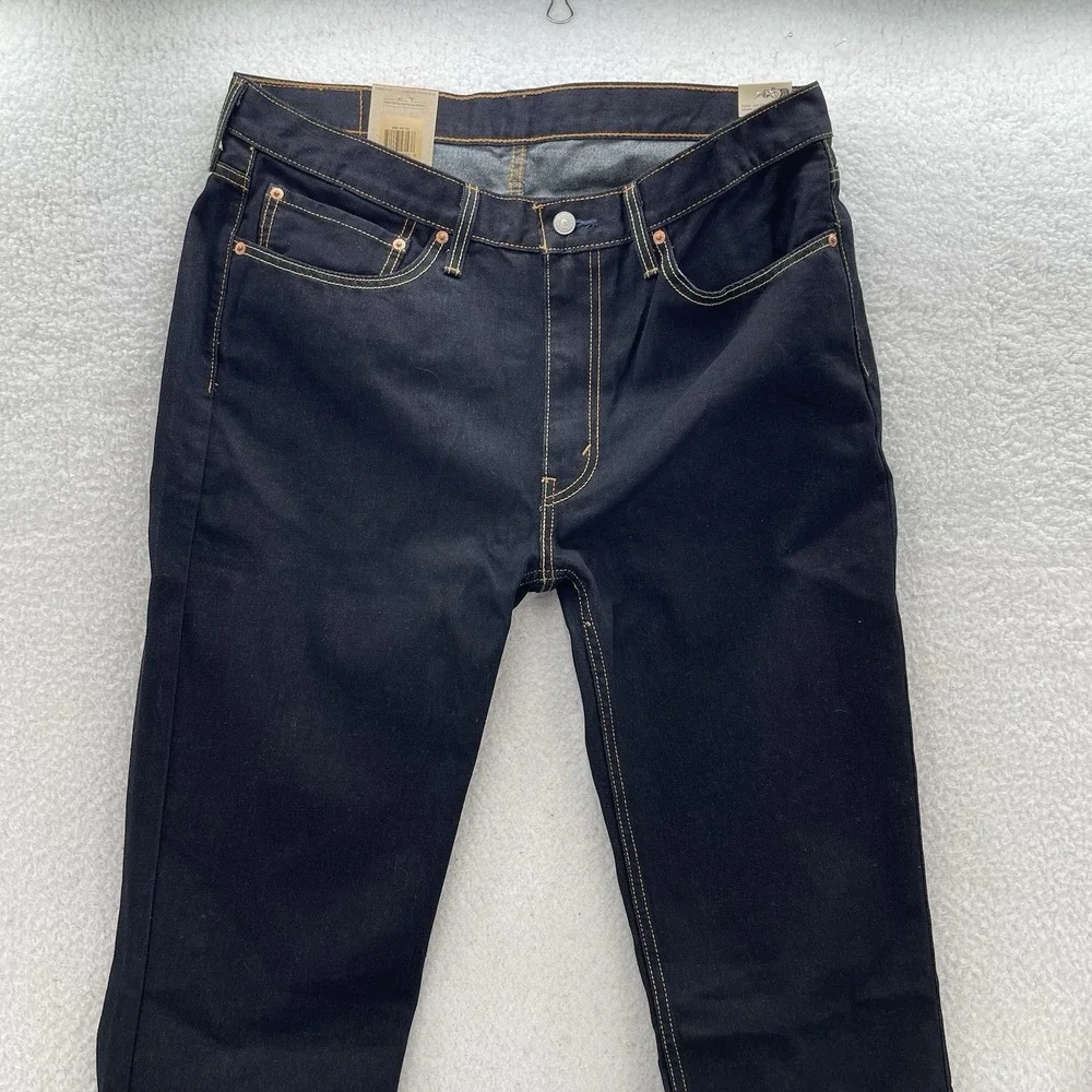 Levis Jeans Mens 36x32 Black 514 Straight Stretch Dark Wash Denim Work Grunge